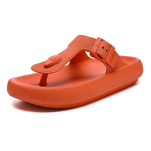 Uonesone Flip Flops Damen Badeschuhe Damen Herren Pantoletten Damen Airfoot Badelatschen Herren Wolkenschuhe Damen (Orange 35/36) von Uonesone