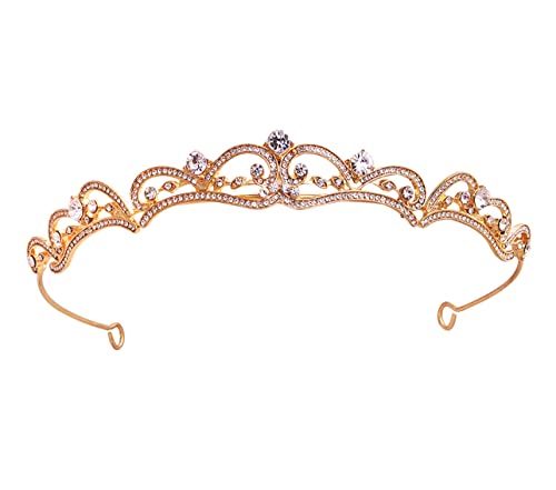 Uongeod Diadem Hochzeit Krone Damen Tiara Kristall Braut Prinzessin Krone Geburtstag Krone Tiaras und Kronen für Frauen und Tiara Hochzeit (Gold) von Uongeod