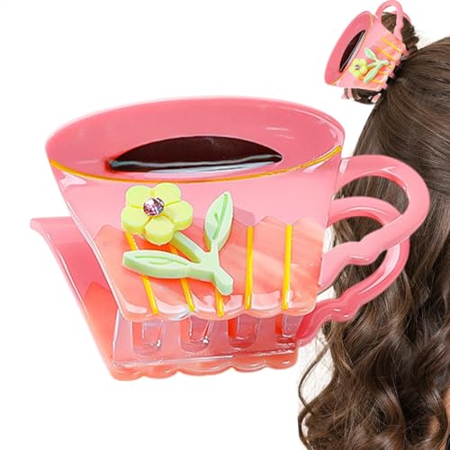 Acetat Haarklammern, Kreative Teekanne Haarklammer Neuheit Acetat Haarspange Rutschfeste Klaue Clip Haar Styling Zubehör Teekanne Haarklammer Acetat Haarspange für Frauen Frauen Haarklammer von Uonguon