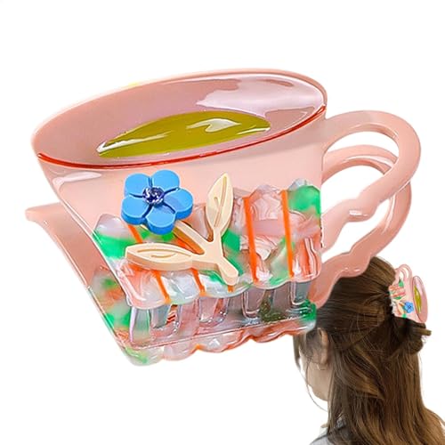 Acetat Haarklammern, Kreative Teekanne Haarklammer Neuheit Acetat Haarspange Rutschfeste Klaue Clip Haar Styling Zubehör Teekanne Haarklammer Acetat Haarspange für Frauen Frauen Haarklammer von Uonguon