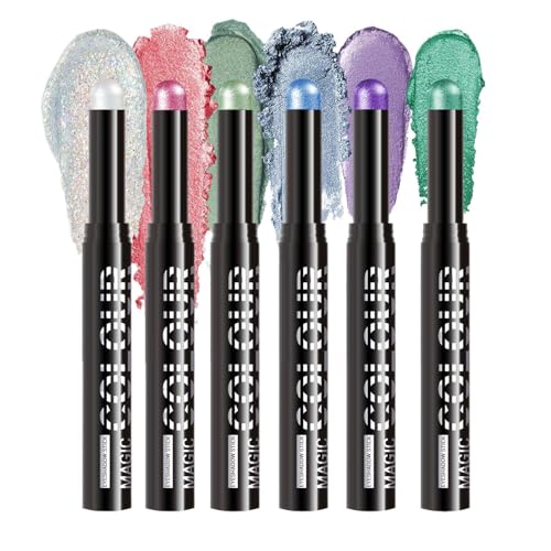Eyeshadow Stick, Shimmer Cream Eyeshadow, 5.12 inches 6 Pieces Long Lasting Waterproof Makeup Tool for Daily Routines, Women Cosmetics Easy Blend, Portable and Variety of Shades von Uonguon