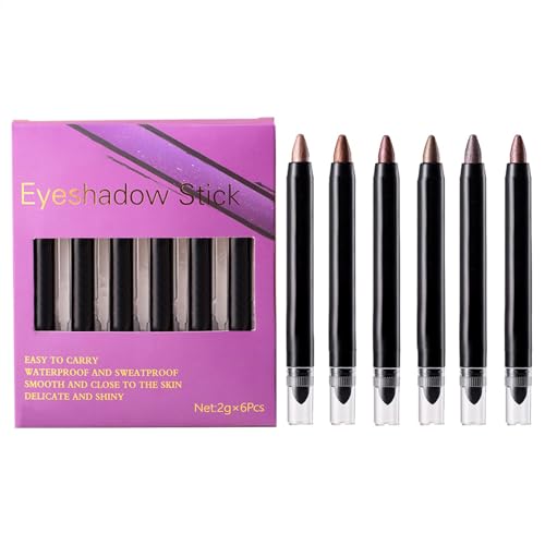 Shimmer Eyeshadow Stick, Set of 6 Brightener Eye Shadow Sticks, Smudge-Proof Eyeshadow, Easy to Apply Eye Lightener Pencil, Perfect for Women’s Makeup Looks von Uonguon