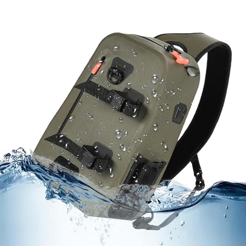 Uonguon Fishing Sling Bag, Waterproof Fishing Gear Bag, Heavy Duty Multi Functional Jig Tool Daypack, Lightweight Casual Slim Chest Backpack for Outdoor Sport,14.57x9.06x5.51 inches von Uonguon