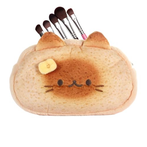 Uonguon Niedliche Stiftetaschen Toastkatze Design - Schullizenz Stiftetasche Plüsch - Organizer Ästhetische Tasche Für Schulranzen Kindergarten Schule Kinder Teenager Studenten von Uonguon