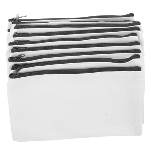 Uonlytech 1 Satz Teiliges Blanko Canvas Mäppchen Mit Reißverschluss Vielseitige Kosmetiktasche Und Stifttasche Robuste Aufbewahrungstasche Für Schüler DIY Zum 10 Stück von Uonlytech
