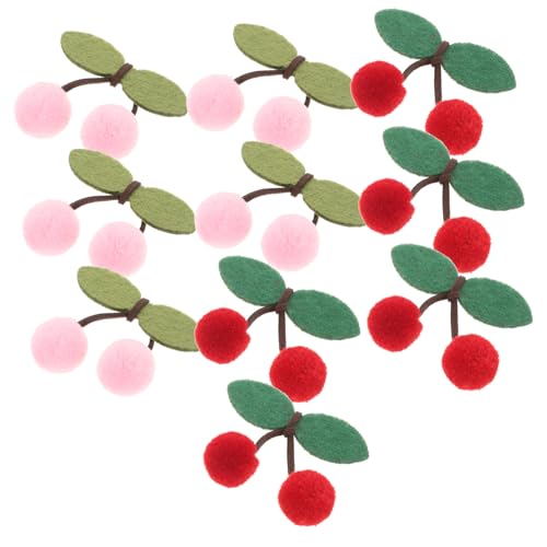 Uonlytech 10stücke Kirsch-haarspangen Zum Aufnähen Süße Garn-kirsch-applikationen Für Diy-haarschmuck Haarnadeln Mit Bommeln Verzierungen Für Kleidungsdekoration Und Bastelprojekte von Uonlytech