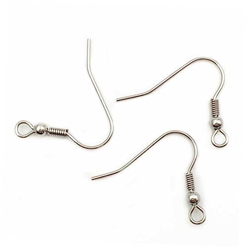 Uonlytech 100stücke Ohrringhaken Ohrhaken Federperlen-ohrhaken Damen Herren Titanstahl Angelhaken-design Tragbar Praktisch Selbstgemachte Ohrhänger Leicht Alltag Partys Anlässe von Uonlytech