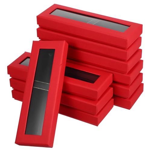 Uonlytech 10Stücke Teiliges Roter Stift Organizer mit Sichtfenster Multifunktionale Aufbewahrungsbox für Stifte Schmuck und Handgefertigte Geschenkverpackung von Uonlytech