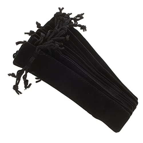 Uonlytech 15Stücke Teiliges Kordelzug Stiftbeutel Tragbare Brunnenstifthalter aus Hochwertigem Strapazierfähigem Lint für Schule Büro und Schwarzes Design von Uonlytech