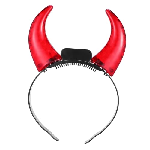 Uonlytech 1stk Dämon Horn Stirnband Halloween Hairwear Glow Stirnband Krone Stirnband Aus Ochsenhorn Teufel Horn Halloween-led-stirnband Flash-kostüm Croissant Spa Elektronische Bauteile 3d von Uonlytech