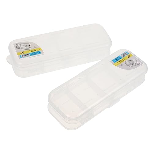 Uonlytech 2 STÜCK Transparente Doppellagige Kunststoff Stiftebox mit Deckel Leicht Praktische Aufbewahrung für Schüler Büro und Kleine Gegenstände Ordentliche Organisation durch Separate von Uonlytech