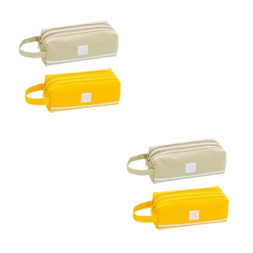 Uonlytech 2 Sätze Kreative Aufbewahrungstasche Für Stifte Doppelstöckiges Federmäppchen Mit Tragegriff Großes Volumen Zufällige Farben Für Schule Büro Und Reisen 2 Stück * 2 von Uonlytech