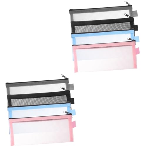 Uonlytech 2 Sätze Teiliges Transparentes Federmäppchen Nylon Reißverschluss Stifteetui Für Schule Und Büro Für Bleistifte Notizen Und Mehr Schwarz Blau 4 Stücke * 2 von Uonlytech