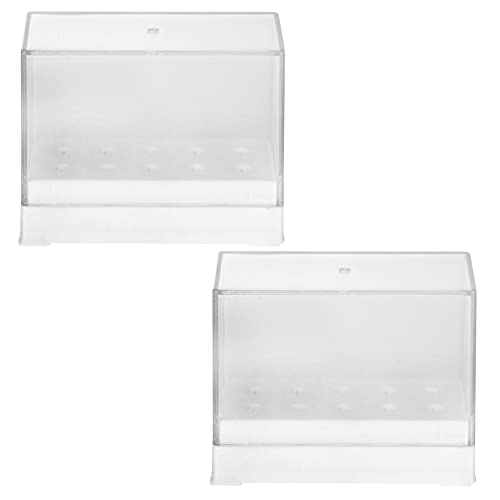 Uonlytech 2 Stück 10 Schleifkopf-schaukasten Behälter Für Nagelbohrer Nagelkunstzubehör Maniküre-zubehör Bohrer-organizer Nagellackschale Aus Acryl Nagelzubehör Nagelpolitur Keramik Plastik von Uonlytech