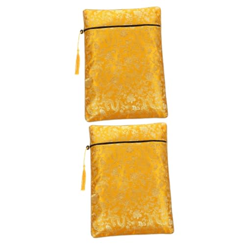 Uonlytech 2 Stück Buch Aufbewahrungstasche Beutel Farbe Schultasche Großes Federmäppchen Blaue Bleistifttasche Reisen Für Federmäppchen Masse Doppelt Notebooktasche Organisation Gelb Stoff von Uonlytech