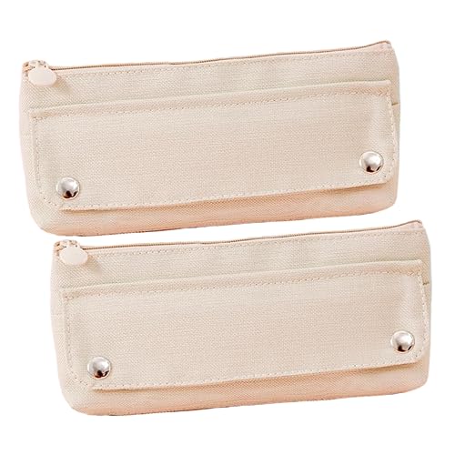 Uonlytech 2 Stück Federmäppchen Aus Oxford Stoff Große Kapazität Federmäppchen Multifunktions Federmäppchen Federmäppchen Mit Reißverschluss Beige von Uonlytech