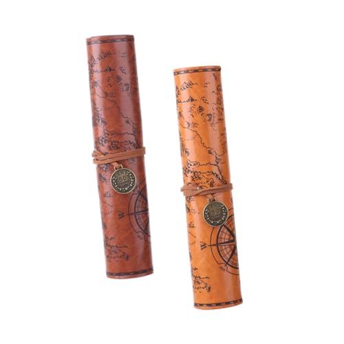 Uonlytech 2 Stück PU Leder Rollmäppchen mit Gurt Verschluss Große Kapazität Federmäppchen für Studenten Zeichenstifte und Makeup Pinsel Robustes Stifteetui für Schule und Kunstbedarf von Uonlytech