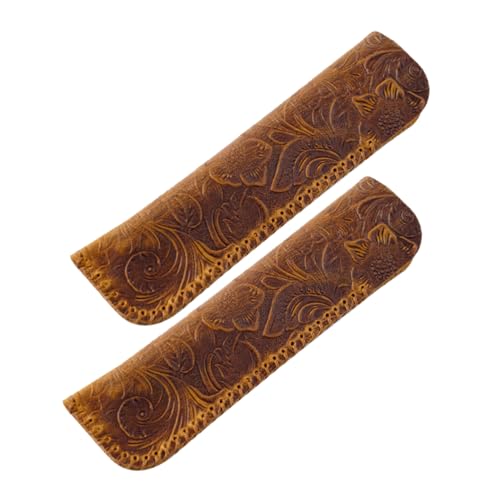 Uonlytech 2 Stück Retro Geschnitzte Stiftbeutel Pen -organisator Fall Individueller Stifthalter Kleines Federmäppchen Aus Leder Halterung Für Einen Stift Coffee Oberschicht Rindsleder von Uonlytech