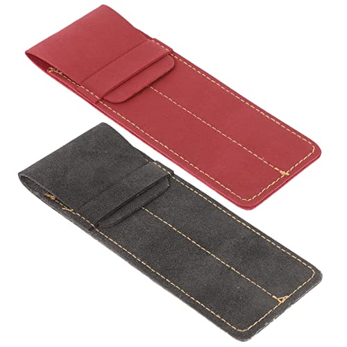 Uonlytech 2stücke Pack Stifthülle Aus Leder Stifttasche Stiftaufbewahrungsbeutel Für Stifte Und Kugelschreiber Mit Einfacher Und Praktischer Aufbewahrung Für Büro Und Schule von Uonlytech