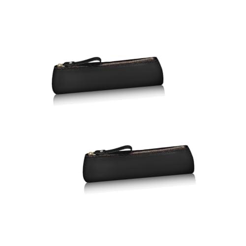 Uonlytech 2 Stück Stiftspeicherbeutel Etui Kleine Bleistifttasche Schlank Tragbare Schreibwarentasche Reisen Stiftbeutel Tasche Für Federmäppchen Reißverschlusstasche Leder von Uonlytech