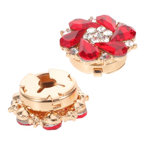 Uonlytech 2 Stück Strass Knopfüberzüge für Kleine Hemdknöpfe Abnehmbare Stilvolle Manschettenknopf-accessoires Modische Verzierungen für Damenblusen Rot von Uonlytech