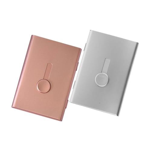 Uonlytech 2 Stück Visitenkartenetui aus Metall Teiliges mit Schiebbarem Design für Geschäftsreisende Kartenhalter und Roségold für Visitenkarten und Id Karten von Uonlytech