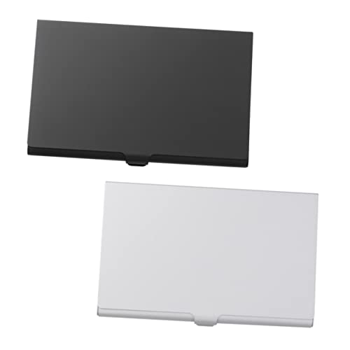 Uonlytech 2stücke Aluminiumlegierung Business-Halter Kartenetui Namensschild Halter Für Firmennamen Desktop-Organizer Box-Organizer Schwarz Silber Je von Uonlytech