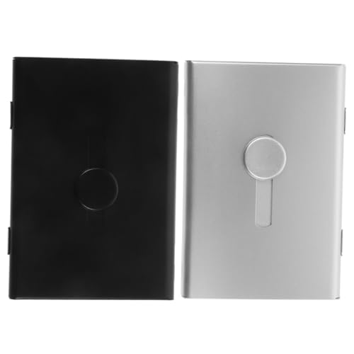 Uonlytech 2stücke Visitenkartenhalter Aus Metall Mit Herausziehbarem Design Für Büroorganisation Zum Aufbewahren Von Visitenkarten Fotos Und Stabile Kartenbox Mit Schnappverschluss von Uonlytech