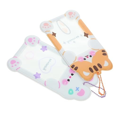 Uonlytech 2stücke Cartoon Tier Transparent Karte Klare Ausweishüllen Für Schüler Id-Karten Und Sammlerstücke Weißer Hase Und Gelbe Katze Leicht Und Tragbar von Uonlytech