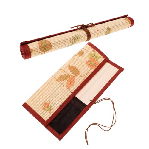 Uonlytech 2stücke Aquarellpinselhalter Aus Bambus Pinselrolle Für Künstler Roll-up-stifteetui Chinesischer Pinselstifthalter Bambus-Marker-Organizer Roll-up-Tasche Für Künstlerpinsel von Uonlytech