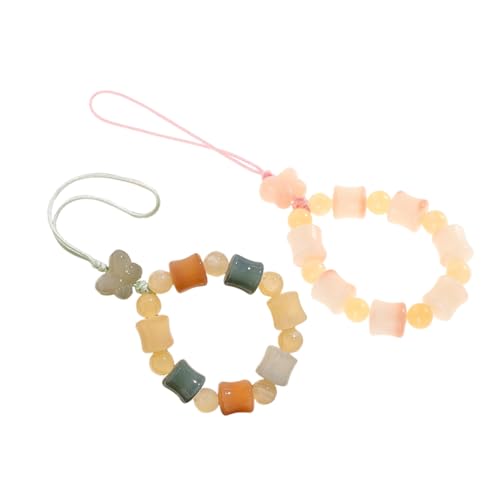 Uonlytech 2stücke Handyanhänger Kette Mit Bodhi-perlen Handy-charm-anhänger-schnur Und Handschlaufe Für Autoschlüsselhalter Und Kleine Geräte von Uonlytech