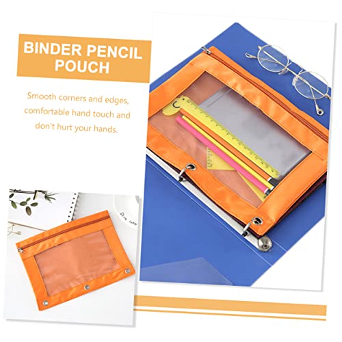 Uonlytech 3 Stück Teiliges Abnehmbare Dreiloch Oxford Stifteetuis in Orange Blau Grün Reißfest Transparent Vielseitig für Büro und Schule Praktische Organizer für Stifte und Dokumente von Uonlytech