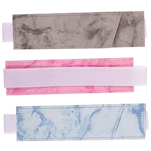 Uonlytech 3 Stück Teiliges Notizbuch Stifthalter PU mit Elastischem Band Multifunktionale Stifttasche für Notizbücher Marmor Rosa und Blau Schreibwaren Aufbewahrung von Uonlytech
