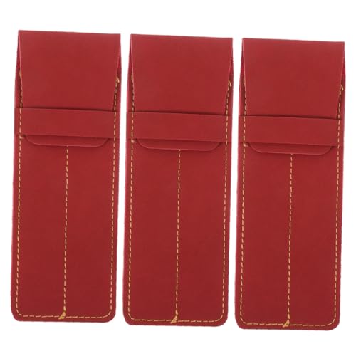 Uonlytech 3stücke Kugelschreiberhalter Leder Stifthülle Stifttasche Füllfederhalter-hülle Kugelschreiber-hülle Leder-stiftetui Für Zwei Stifte Stift Tasche von Uonlytech