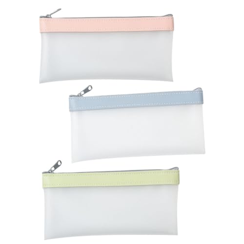 Uonlytech 3stücke Transparente Schreibwaren-Taschen Mit Reißverschluss Schülerbedarf Kirschblütenpink Und Nebelblau Große Stifte Und Zubehöraufbewahrungstaschen Für Schule Und Büro von Uonlytech