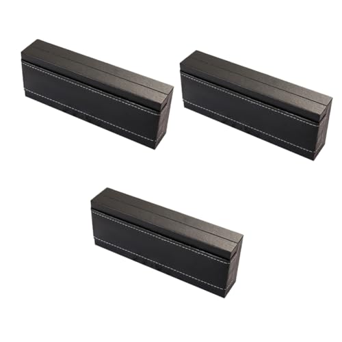 Uonlytech 3er-Packung Etui Fall Groß Case Display Pen Füller Brunnen Aufbewahrungsbox Für Füllfederhalter Veranstalter Stiftverpackung Luxus Federmäppchen Pu Black von Uonlytech