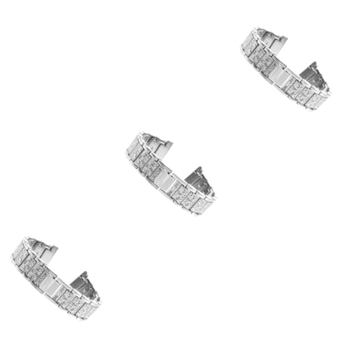 Uonlytech 3st Gurt Bling-armband Kristallband Uhrenarmbänder Für Damen Frauenbands Trendige Armbänder Für Frauen Stylischer Riemen Diamant Betrachten Aluminiumlegierung Angekettet Komponente von Uonlytech