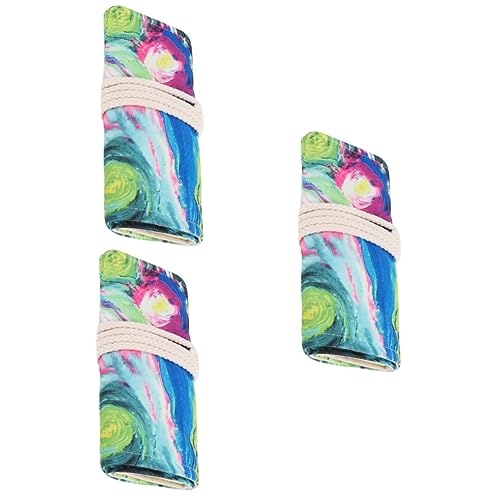Uonlytech 3stücke Slots Canvas Stiftetui Handgemachte Rolltasche Für Buntstifte Aquarellstifte Künstlerbedarf Aufbewahrung Für Kreative Köpfe Für Schule Und von Uonlytech