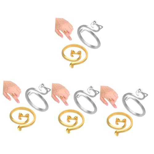 Uonlytech 4 Sätze Katzenohrschwanzring Offene Fingerringe Häkeln Strickfinger Fingerstrickringe Handgefertigte Ringe Strickring Für Finger Gestrickte Ringe Legierung 4 Stück * 4 von Uonlytech