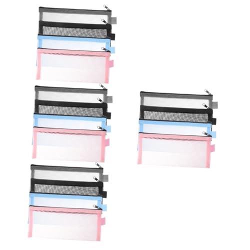 Uonlytech 4 Sätze Teiliges Transparentes Federmäppchen Nylon Mit Reißverschluss Praktische Stifttaschen Zur Aufbewahrung Von Schreibwaren Kosmetik Und Reiseaccessoires Schwarz 4 Stück * 4 von Uonlytech