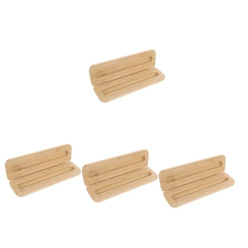 Uonlytech 4 Stck. Elegante Stifte Aufbewahrungsbox aus Holz Federmäppchen für Füllfederhalter Stilvolle Schreibtisch Organizer Box für Büro und Schule Handliche und Tragbare Stiftetui von Uonlytech