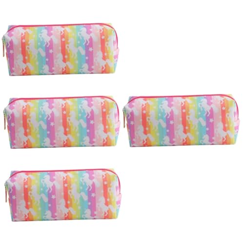 Uonlytech 4 Stück Großes Einhorn Federmäppchen mit Cartoon Muster Große Kapazität für Stifte und Schreibwaren für Schule und Reisen Leicht und Langlebig mit Reißverschluss von Uonlytech