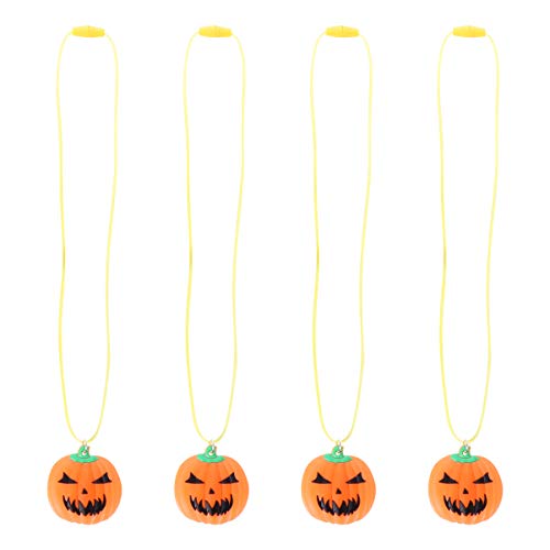 Uonlytech 4 Stück Leuchtende Kürbis-Charm-Halskette Leuchtende Halloween-Halskette Gruselige Halsreif Geburtstagsfeier Schmuck Kostüm Geschenk für Kind Frauen Mädchen von Uonlytech