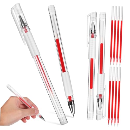 Uonlytech 4 Stück Rote Microblading Augenbrauen Mapping Stifte mit Nachfüllminen Multifunktionale Tattoo Pens für Präzises Zeichnen und Hautmarkierung bei Schönheitsverfahren von Uonlytech