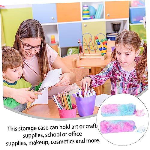 Uonlytech 4 Stück Teiliges Bunte Plüsch Stiftetui Weich Vielseitig für Mädchen Federmäppchen Schreibwaren Organizer von Uonlytech