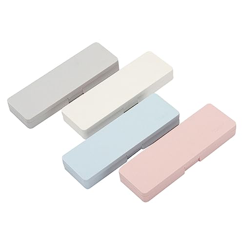 Uonlytech 4Stücke Frosted Bleistiftboxen Stapelbare Leichte Aufbewahrungslösungen für Robuste Organizer für Stifte und Zubehör Praktischer Bleistifthalter mit Deckel von Uonlytech