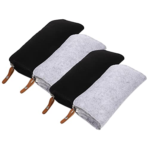 Uonlytech 4Stücke Multifunktionale Pack Bleistiftbeutel aus Langlebigem Filz Große Kapazität Handliche Aufbewahrung für Schreibwaren und Make Up für Schule und Outdoor von Uonlytech