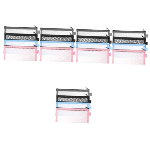 Uonlytech 5 Sätze Transparente Bleistifttaschen Nylon Mit Reißverschluss Multifunktionale Aufbewahrungstaschen Für Schreibwaren Schwarz Blau Für Schule Und Büro 4 Stücke * 5 von Uonlytech