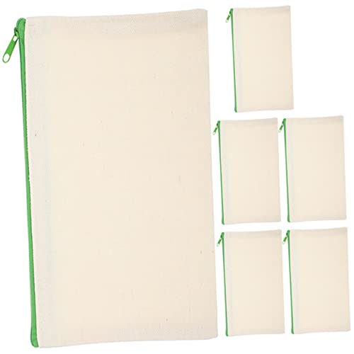 Uonlytech 6 Stück Multifunktionale Reißverschlusstasche Canvas Kleine Bleistifttasche Wiederverwendbare Make Up Tasche Leeres Federmäppchen für Schule und Reisen von Uonlytech