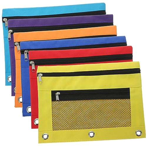 Uonlytech 6 Stück Teiliges Abnehmbarer Federpennal mit Binder Ring Transparentes Federmäppchen aus Robustem für Schule Aufbewahrung von Dokumenten und Schreibwaren von Uonlytech